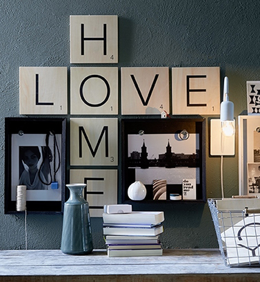 Große Scrabble-Buchstaben HOME & LOVE